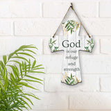 God is our refuge and strength Cross Hanging Sign | Rustic Twine | Inspiring Religious Bible Decor