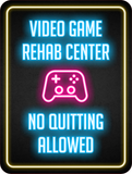 Portrait Round Plus Video Game Rehab Center: No Quitting Allowed Wall or Door Sign | Easy Installation | Gaming | Home Decor