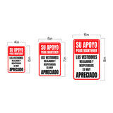 Portrait Round Plus Su Apoyo Para Mantener Los Vestidores Relajados y Respetuosos es Muy Apreciado Wall or Door Sign | Spanish Dressing Room Retailer Signage