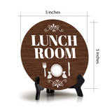 Lunch Room Circle Table Sign with Acrylic Stand (5x5") | Office Spaces Signage