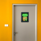 Portrait Round Plus Gamer's Paradise: Enter and Level Up Wall or Door Sign | Easy Installation | Gaming | Home Decor