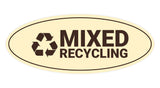 Signs ByLITA Oval Mixed recycling Sign - Laser-Engraved Lettering | Durable ABS Plastic | Vibrant Colors | Powerful Foam Tape
