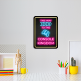 Portrait Round Plus This Way to the Console Kingdom (Right Arrow) Wall or Door Sign | Easy Installation | Gaming | Home Decor