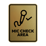 Signs ByLITA Portrait Round Mic Check Area Door or Wall Sign Easy Installation | Directing Artists & Co-Workers | Music | Concert | Festivals