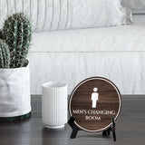 Men's Changing Room Circle Table Sign with Acrylic Stand (5x5") | Spa Gym Club Locker Room Sign