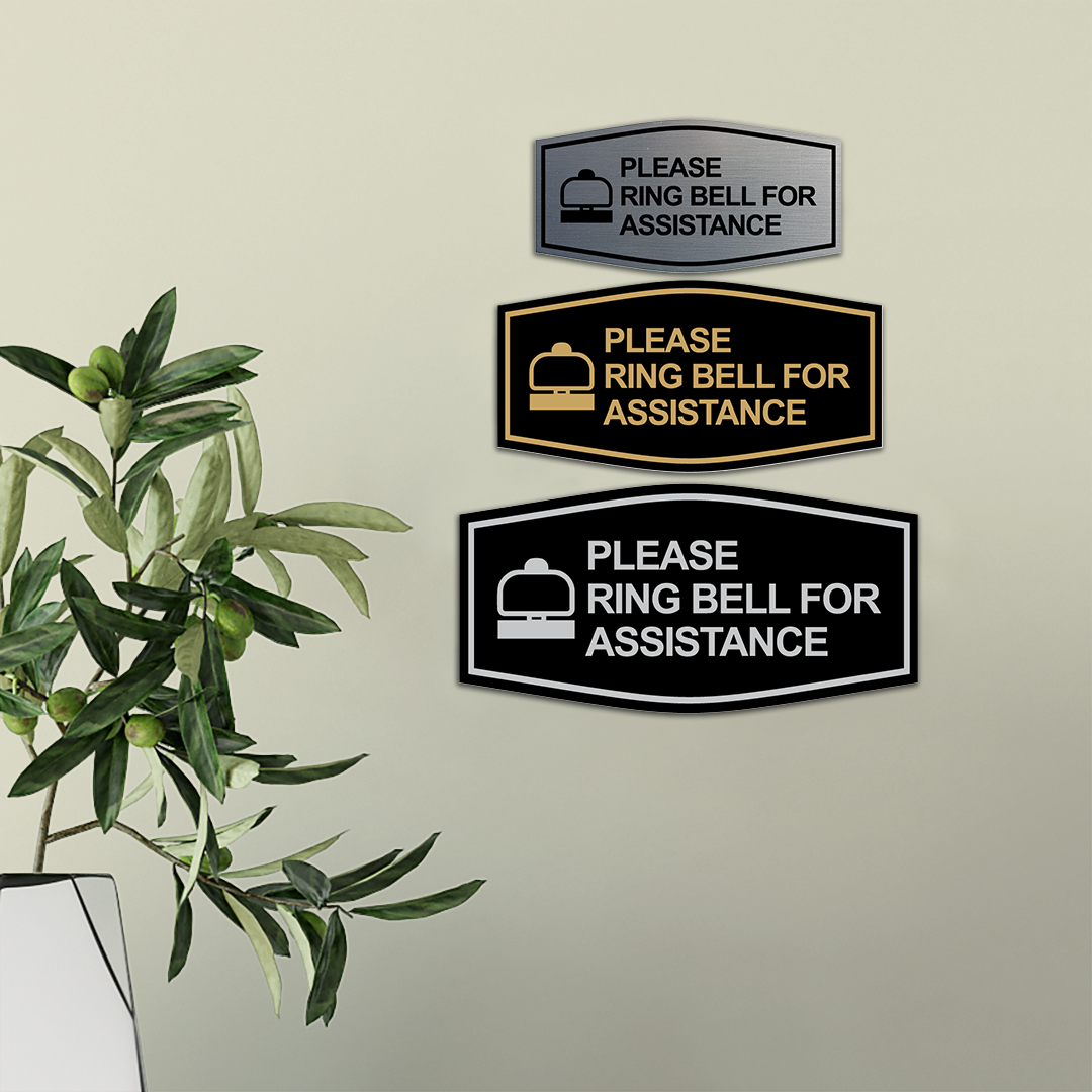 Fancy Please Ring Bell for Assistance (Bell) Wall or Door Sign