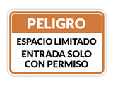 Classic Framed Plus Peligro Espacio Limitado- Entrada solo con permiso Door or Wall Sign | Business Warning Signage