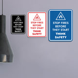 Signs ByLITA Portrait Round Stop Fires Before They Start Think Safety Door or Wall Sign Easy Installation | Health And Safety | Building And Danger Signs