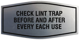 Signs ByLITA Fancy Check lint trap Sign - Laser-Engraved Lettering | Durable ABS Plastic | Vibrant Colors | Powerful Foam Tape Wall or Door Sign