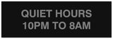 Signs ByLITA Basic Quiet Hours 10pm to 8am Sign - Laser-Engraved Lettering | Durable ABS Plastic | Vibrant Colors | Powerful Foam Tape