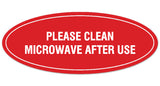 Signs ByLITA Oval Please Clean Microwave After Use Sign - Laser-Engraved Lettering | Durable ABS Plastic | Vibrant Colors | Powerful Foam Tape