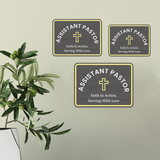 Classic Framed Plus Assistant Pastor – Faith In Action, Serving With Love Door or Wall Sign | Church and Place of Worship Signs