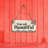 You Are Beautiful 5" x 10" Hanging Wall or Door Sign | Positive Home Decor
