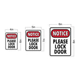 Portrait Round Plus Notice Please Lock Door Wall or Door Sign | Health And Safety Office Signage