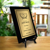 Baseball/Softball Customizable Black Frame Wooden Award Plaque | Easel Mount Option | Achievement and Recognition Personalizable Plaques