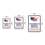 Portrait Round Plus You Served Us Now We'll Serve You Please Ask Staff About Our Military Discounts Door or Wall Sign Honor Veterans with Military Signs | US Pride | Veteran Gratitude and Discount Signs