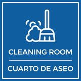 Signs ByLITA Square Cleaning Room Wall or Door Sign | Spanish Bilingual Business And Office Signs