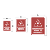 Portrait Round Plus Report Faulty Wiring or Appliances Wall or Door Sign | Electric Safety Sign