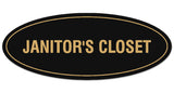 Signs ByLITA Oval JANITOR'S CLOSET Sign - Laser-Engraved Lettering | Durable ABS Plastic | Vibrant Colors | Powerful Foam Tape