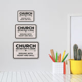 Classic Framed Plus Church Secretary’s Desk – Serving With Heart and Skill Door or Wall Sign | Church and Place of Worship Signs