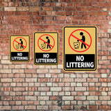 Portrait Round Plus No Littering Wall or Door Sign | Warning Signage