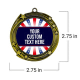 Red White and Blue Custom Personalized Stars Design Medal | Choice of Ribbon | USA Flag Personalized Award