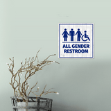 Square Plus All Gender Restroom Wall or Door Sign Easy Installation | Business & Public Bathroom Signs
