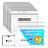 ID Badge with Magnet Backing - 25, 50, 100 Pack | Professional Name Badge Holders with Clear Images & Secure Magnetic Fastening