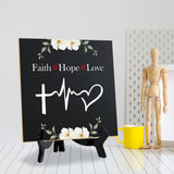 Faith Hope Love 5"x 5" Square Table Sign With Acrylic Easel | Religious Home Decor