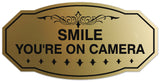 Signs ByLITA Victorian Smile You're On Camera Wall or Door Sign - Laser-Engraved Lettering | Durable ABS Plastic | Vibrant Colors | Powerful Foam Tape
