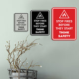 Signs ByLITA Portrait Round Stop Fires Before They Start Think Safety Door or Wall Sign Easy Installation | Health And Safety | Building And Danger Signs