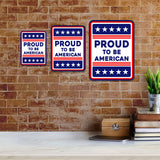 Portrait Round Plus Proud to Be American Door or Wall Sign | Easy Installation | Patriotic Stars and Stripes USA Pride Sign