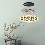 Signs ByLITA Oval Please recycle Sign - Laser-Engraved Lettering | Durable ABS Plastic | Vibrant Colors | Powerful Foam Tape
