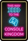Portrait Round Plus This Way to the Console Kingdom (Right Arrow) Wall or Door Sign | Easy Installation | Gaming | Home Decor