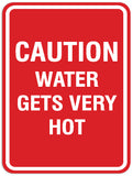 Signs ByLITA Portrait Round Caution water gets hot Sign - Laser-Engraved Lettering | Durable ABS Plastic | Vibrant Colors | Powerful Foam Tape