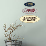 Signs ByLITA Oval General Waste Sign - Laser-Engraved Lettering | Durable ABS Plastic | Vibrant Colors | Powerful Foam Tape