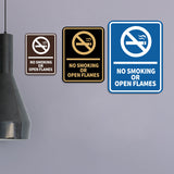 Signs ByLITA Portrait Round No Smoking Or Open Flames Door or Wall Sign Durable ABS Plastic | Laser Engraved | Easy Installation | Kitchen | Hygiene