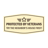 Signs ByLITA Fancy Protected by Veterans: Try the Neighbor's House First! Easy Installation | Honor Veterans with Military Signs | US Pride | Businesses and Homes Wall or Door Sign