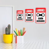 Portrait Round Plus Ladrones Serán Acusados Wall or Door Sign | Spanish Shoplifting Retailer Signage