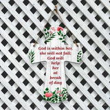 God is within her, she will not fall; God will help her at break of day Cross Hanging Sign | Rustic Twine | Inspiring Religious Bible Decor