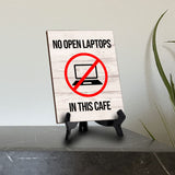 No Remote Working Signs|Café or Restaurant Etiquette Decor Table Sign with Acrylic Stand (6x8“)