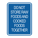 Signs ByLITA Portrait Round Hygiene Safety: Do Not Store Raw Foods and Cooked Foods Together Door or Wall Sign Durable ABS Plastic | Laser Engraved | Easy Installation | Kitchen | Hygiene