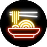 Circle Plus Noodles Neon Graphic Style Wall or Door Sign | Live Streamer Gaming Themed Decoration
