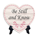 Reflective Religious Quote Signs Heart Table Sign with Acrylic Stand (6x5")