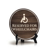 Reserved for Wheelchairs Circle Table Sign with Acrylic Stand (5x5") | Disability Sign