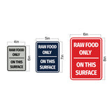 Signs ByLITA Portrait Round Raw Food Only On This Surface Door or Wall Sign Durable ABS Plastic | Laser Engraved | Easy Installation | Kitchen | Hygiene