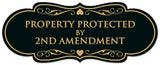 Signs ByLITA Designer Property Protected by 2nd Amendment Sign - Easy Installation | Durable Wall or Door Sign