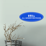 Oval Plus All Gender Restroom Wall or Door Sign Easy Installation | Business & Public Bathroom Signs