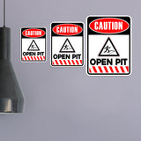 Portrait Round Plus Caution Open Pit Wall or Door Sign | Health And Safety Signage