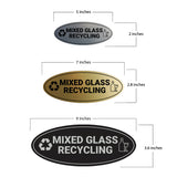 Signs ByLITA Oval Mixed glass recycling Sign - Laser-Engraved Lettering | Durable ABS Plastic | Vibrant Colors | Powerful Foam Tape